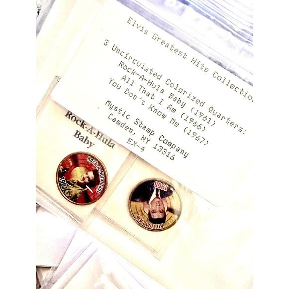 Elvis Presley Painted USA Quarters Mystic Lot 63+ commemorative authentic coins - Picture 9 of 11